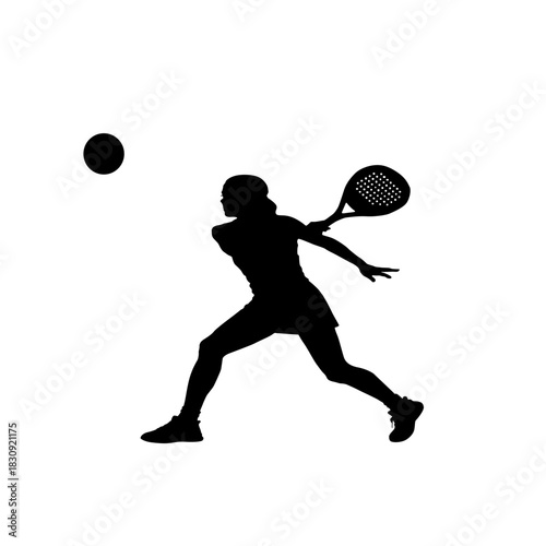 Tennis player silhouette ready to strike the ball with racket
