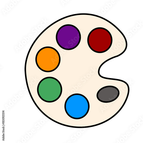 Artist's Palette with Colorful Paints Illustration