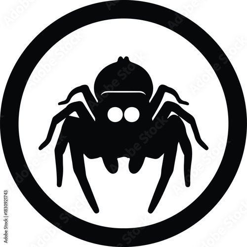 Illustration spider vector icon in a circle silhouette vector