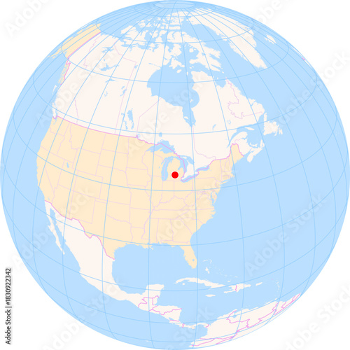 Location Map of Capital Region Int. Airport (Lansing, Michigan, United States). IATA-code: LAN. No labels at all.
