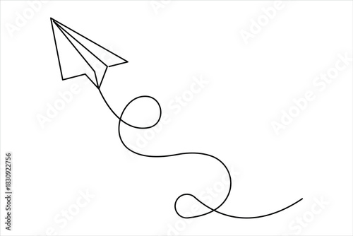Paper plane continuous one line art drawing of design. single line art air plane travel concept icon vector illustration