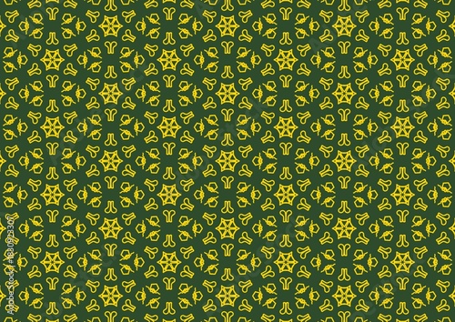 Abstract Floral Christmas Green Background Seamless Pattern 