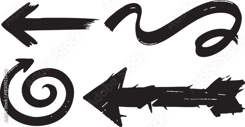 Hand Drawn Arrow Clipart: Black Sketch Arrows, Curved & Bold Arrow Designs
