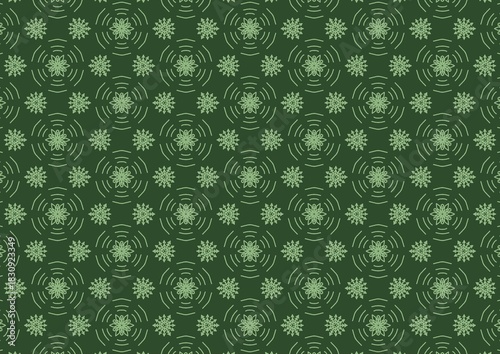 Abstract Geometric Outline Green Background Seamless Pattern 