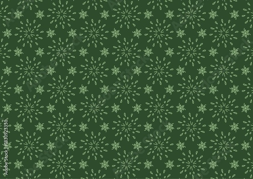 Abstract Floral Geometric Green Background Seamless Pattern 