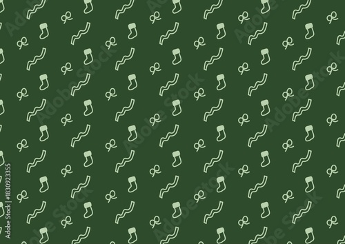 Christmas Element Green Background Seamless Pattern 
