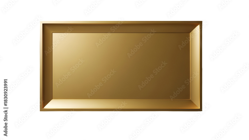 Fototapeta premium Empty golden square tray with subtle textured surface