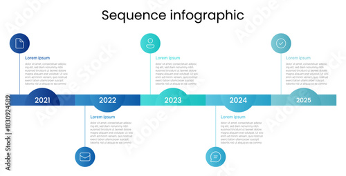 Flat design vector template showing a clear sequence of steps in a horizontal layout. Ideal for illustrating workflows, timelines, project phases, or instructional guides. 