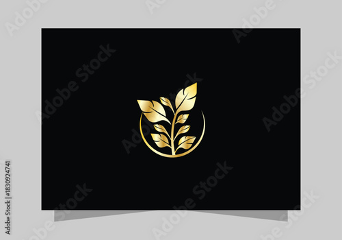 Agriculture and Farming Field , Eco-Friendly Plant luxurious icon, golden Farm Field logo vector design