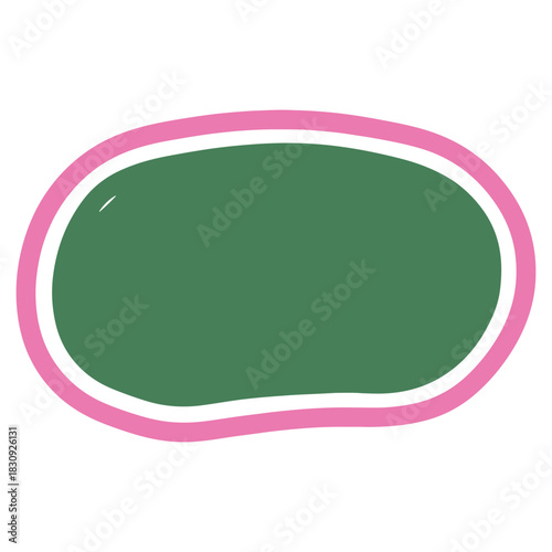 Abstract green shape with pink border minimalist design element graphic resource modern illustration for backgrounds and creative projects