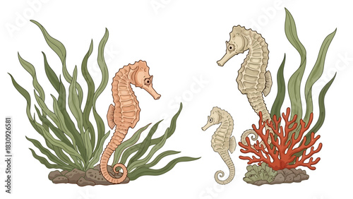 Seahorse Serenity An Enchanting Marine Scene with Seahorses and Coral