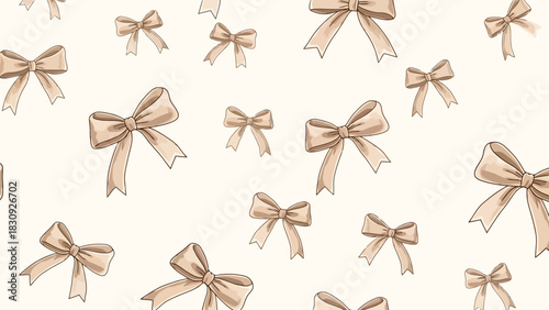 Elegant and Delicate Bow Pattern in Neutral Beige Perfect for Designs and Decorations