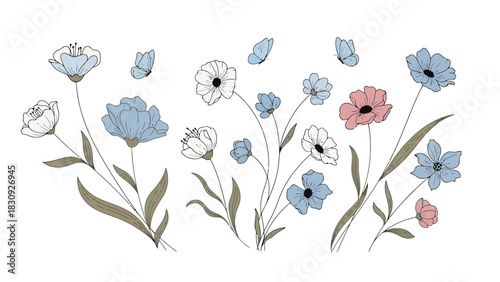 Delicate Floral Arrangement with Butterflies