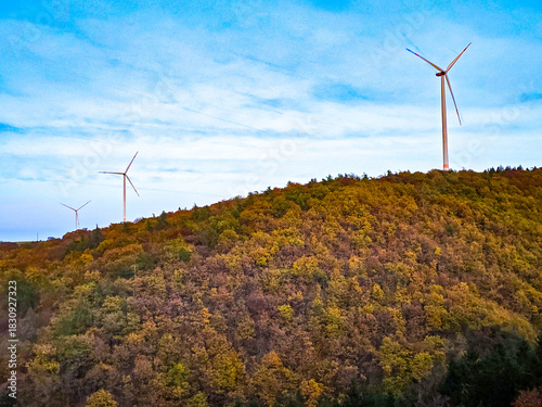 Wind Turbines over an Autumn Field