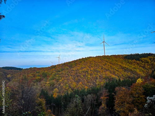 Wind Turbines over an Autumn Field