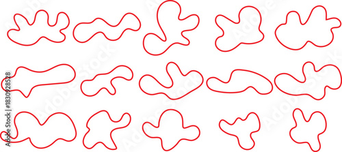 Abstract red irregular organic fluid shapes