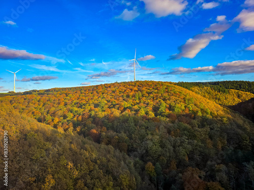 Wind Turbines over an Autumn Field