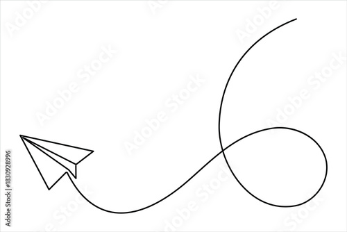 Paper plane continuous one line art drawing of design. single line art air plane travel concept icon vector illustration