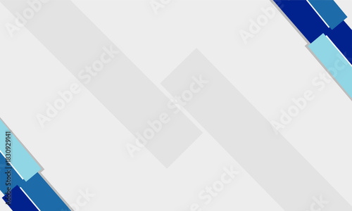 A clean modern corporate geometric background featuring diagonal blue and white rectangles arranged around an open center space for design placement, creating a professional and minimalist layout