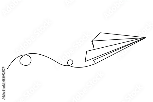 Paper plane continuous one line art drawing of design. single line art air plane travel concept icon vector illustration