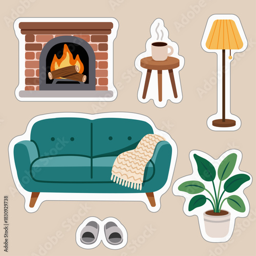Illustration of home comfort stickers