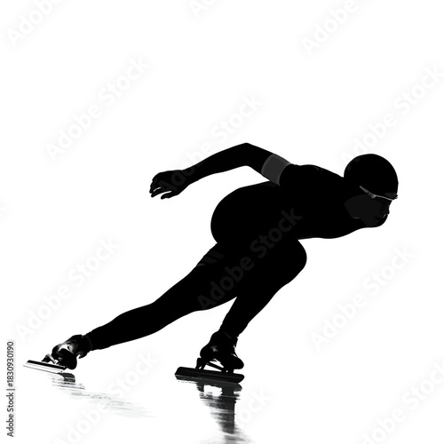 Dynamic silhouette of speed skater in action, pushing limits with incredible velocity and power, perfect for sports, fitness, and peak performance themes