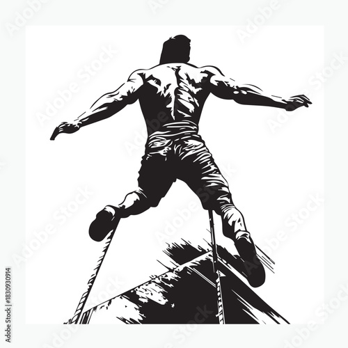 silhouette of a bungee jumper