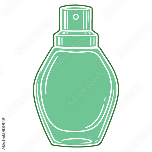 Elegant Mint Green Perfume Bottle Illustration Beauty and Fragrance Concept With Clean Lines and Simplicity on White Background