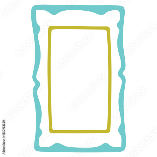 Funky frame design with a unique outline in teal and yellow providing a modern design element for creative projects