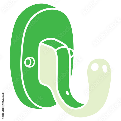 Green and white adhesive wall hook designed for hanging various items offering a convenient storage solution and space saving option