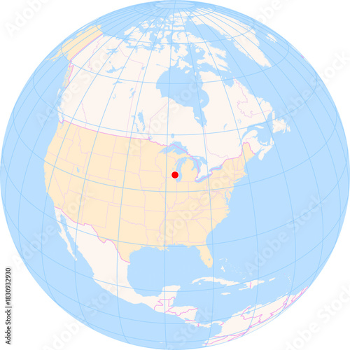 Location Map of General Mitchell Int. Airport (Milwaukee, Wisconsin, United States). IATA-code: MKE. No labels at all.