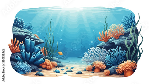 Vibrant Underwater Coral Reef Ecosystem Illustration