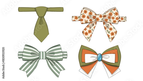 Various Bow Ties and Bows Collection of Elegant, Fashionable Accessories for Style