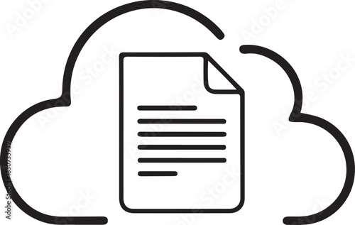 Cloud File Storage Icon: Document Upload, Data Management, and Digital Synchronization Symbol