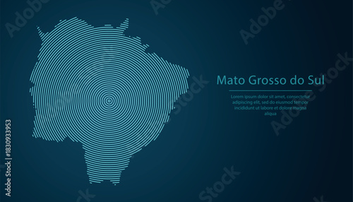 Mato Grosso do Sul state of Brazil. Map contour with abstract circular line pattern