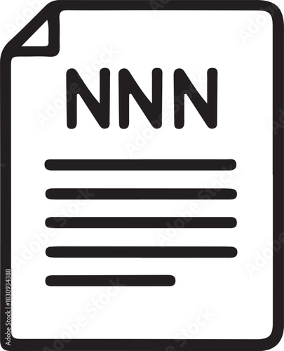 NNN Document File Icon: Legal Agreement, Business Contract, Report, and NDA Symbol