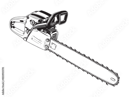 Minimalist Chainsaw Vector 2D Vector Line Art Artwork for Creative Projects and Design Concepts