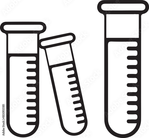 Test Tubes Line Icon Set: Laboratory, Science, Research, and Medical Testing Symbol