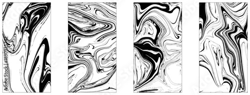 Set of white and black marble texture vector background. Stone or rock bundle, collection. 