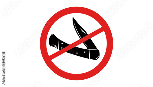 do not use folding knife sign, black and red  isolated silhouette