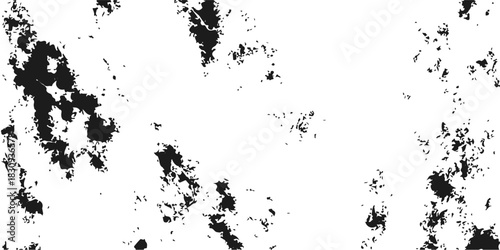 Abstract grunge ink splat background with black paint texture and floral silhouette design