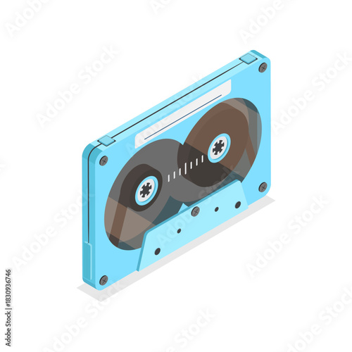 3D Isometric Flat Vector Illustration of Retro Tapes, Music And Sound Storage Set. Item 4