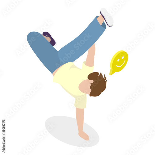 3D Isometric Flat Vector Illustration of Hip-hop Dancer, Breakdance Style. Item 1
