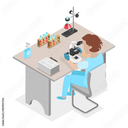 3D Isometric Flat Vector Illustration of Scientists Kids Characters, Young Scholars Exploring The World. Item 3