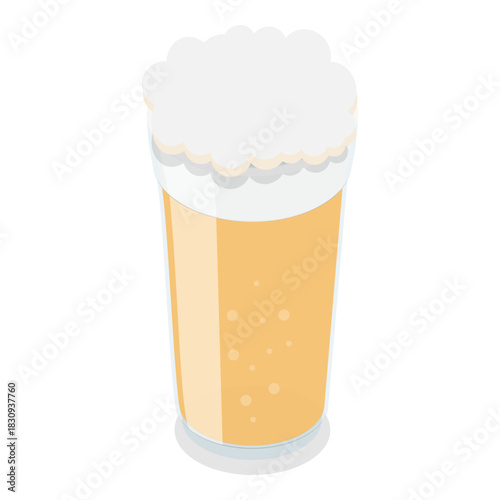 3D Isometric Flat Vector Illustration of Types Of Beer, Beverages in Recommended Glasses. Item 4