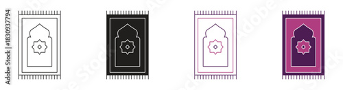 Prayer rug icon set on white background. Traditional Islamic Background. Vector illustration .