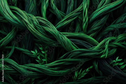 Intricate Green Twining Plant Pattern