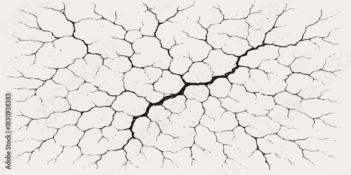 Dry cracked texture of an old concrete wall resembling an arid desert ground surface