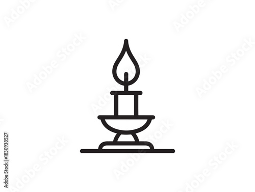 Simple candle icon 2D vector line art created in a clean minimalist style illustration