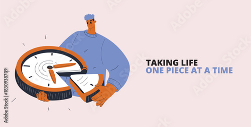 Vector illustration of time flying like a restless paper bird